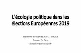 Plateforme Biodiversité 2020 Vote Vert · 2019-10-04 · •Des résultats en dents de scie 2002 2009 •La fondation "d'Europe Ecologie Les Verts" et le succès des élections Européennes