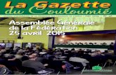 Assemblée Générale de la Fédération 25 avril 2015 · Pour la saison 2015/2016, l’Assemblée Gé - nérale de la Fédération Nationale des Chas-seurs du 18 mars 2015 a fixé