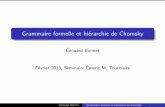 Grammaire formelle et hiérarchie de Chomskybonnet/talk/grammar.pdf · Edouard Bonnet´ Grammaire formelle et hi´erarchie de Chomsky. Grammaire non contextuelle Seules les r`egles