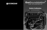 EcoSoundstation · Indique la station FM actuelle syntonisée sur le haut-parleur EcoSoundstation. Le haut-parleur EcoSoundstation est en mode AM. Lorsque le niveau de la pile est