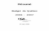 Résumé - CQFFSylvain Moreau, CGA . Le ministre des Finances du Québec, M. Michel Audet, a prononcé le 23 mars 2006 le 141e discours sur le budget de l’histoire de l’Assemblée