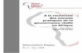 A la recherche des normes pratiques de la gouvernance réelle en … · 2016-08-02 · de la « gouvernance réelle » en Afrique, se cachent en effet des appréciations très divergentes