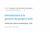 Introduction à la gestion de projets web - PSTN · 66 06/09/2018 Ateliers et cycle de conférencesIntroduction à la gestion de projets web Le web à l’Université de Strasbourg