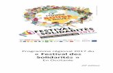 Programme régional 2017 du « Festival des SolidaritésSoirée conviviale autour de cuisine du monde dans une ambiance ouvete et déontatée: pépaation d’un epas patagé su plae