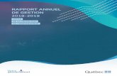 RAPPORT ANNUEL DE GESTION 2018-2019 · Résultats détaillés à propos des objectifs du plan stratégique 2014-2019..... 22 . ENJEU 1 – Un marché de la consommation plus discipliné.....