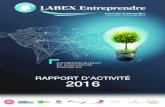RAPPORT d’AcTiviTé 2016 · produites par le Labex permettent d’élaborer des programmes de formation sur-mesure de type executive en particulier pour des cadres et des dirigeants