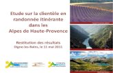 Etude sur la clientèle en randonnée itinérante dans les ... · Etude sur la clientèle en randonnée itinérante dans les Alpes de Haute-Provence Restitution des résultats Digne-les-Bains,
