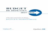 Budget de dépenses 2015-2016 - Crédits et plans annuels de ... · dépenses et les crédits de l’Assemblée nationale pour l’exercice financier 2015-2016. L’Assemblée nationale,