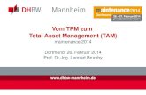 Vom TPM zum Total Asset Management (TAM) Total Productive Maintenance (TPM) Einbindung der Produktion,