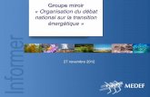 « Organisation du débat national sur la transition …...Etats régionaux : 5 GT (gouvernance, EE, industrie, transports, consommation) à Nantes du 21/11 au 19/02. Forums à Angers