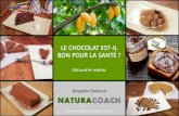 LE CHOCOLAT EST-IL BON POUR LA SANTÉ...3 Les vertus santé du cacao : le beurre de cacao 1/3 d’acides gras monoinsaturés1/3 d’acide stéarique (saturés) •Effet positif sur