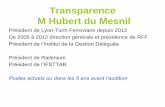 Transparence M Hubert du Mesnil · DUPONT Alain, Président, SMAVie-BTP DURON Philippe, Maire de Caen, Député du Calvados, AMGVF Frédéric TIBERGHIEN Conseil/er d'Etat Vice Président