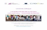 Livret du colloque LA QUALITÉ DE VIE A L’ÉCOLE 1 et 2 juin ... · L’amélioration de la qualité de vie des enseignants au travail par le biais d’une recherche-action portant