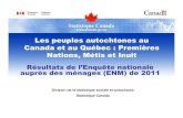 Les peuples autochtones au Canada et au Québec : Premières ... · Inuit – Identité unique 59 445 4,2 Identités autochtones multiples 11 415 0,8 Identités autochtones non incluses