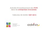 Activité d’investissement des FCPI dans les entreprises ... · Tableau de bord FCPI 1997-2010 Tableau de bord FCPI 1997-2010 - 3 6 Md€ levés dont 3,5 Md€ investis dans près