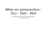 Mise en perspective : CLI - GUI - NUIcerin/GUI-1/GUI-1.pdf · 2019-02-17 · Eléments d’organisation • Le module à l’IUT est plutôt tourné vers le développement de GUI