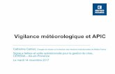 Vigilance météorologique et APIC - CoTITA · 2017-12-08 · Le mardi 14 novembre 2017. Page 2 Les principes de la vigilance météorologique (1/2) Niveau 4 Niveau 3 Niveau 2 ...