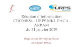 Réunion d’information CDOMK84 - URPS MKL PACA …vaucluse.ordremk.fr/files/2019/02/ZONAGE-2019-MKL-PACA.pdfPACA 0,1% 0,2% 32,5% 28,2% 39% nombre de zones 3 1 84 41 36 zones offre