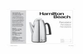 Percolator - Hamilton Beachuseandcares.hamiltonbeach.com/files/840223301.pdf · 2013-07-03 · Fill the percolator with equal parts cold water and vinegar: six cups each of cold water