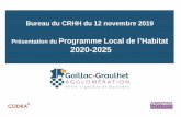 Présentation du Programme Local de l’Habitat 2020-2025 · Bureau du CRHH du 12 novembre 2019 Présentation du Programme Local de l’Habitat 2020-2025. ... entre 2010 et 2015,