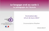 La pédagogie de l'écoute - Académie de Dijoncirco89-avallon.ac-dijon.fr/IMG/pdf/la_pedagogie_de_l... · 2017-03-22 · Le langage oral au cycle 1 La pédagogie de l'écoute Formation
