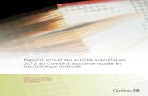 Rapport annuel des activités scientifiques 2012 du Comité … · 2013-11-11 · Rapport annuel des activités scientifiques 2012 du Comité d’assurance qualité en microbiologie