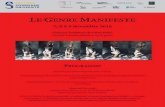 LE GENRE MANIFESTE - Hypotheses.org · LE GENRE MANIFESTE. 7, 8 & 9 novembre 2019 . Colloque Fondateur de PHILOMEL . Groupe interdisciplinaire sur le genre . PROGRAMME. Organisé
