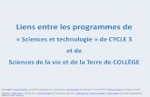 Liens entre les programmes de - ac-strasbourg.fr · 2014-05-27 · CYCLE 3 COLLÈGE 6ème ème ème5 4ème / 3 LA MATIÈRE L’eau : une ressource - […] paysages - le trajet de