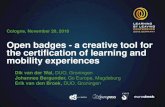 Open badges - a creative tool for the certification of ...€¦ · Cologne, November 20, 2018 Open badges - a creative tool for the certification of learning and mobility experiences