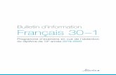 Bulletin d'information Français 30–1 - Home | Alberta.ca · version d’examen en vue de l’obtention du diplôme de 12e année par matière. Dans certaines matières offrant