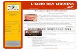 Novembre 2015 Page 1 L’ECHO des CHEMINS n°48 L’ECHO DES …€¦ · Samedi 21 novembre aura lieu la 15ème Assemblée Générale de Randonneurs & Pèlerins 51 à la Maison de