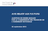 AVIS RELATIF AUX PLF/PLFSS · 2020-05-12 · Audition de Didier Migaud par la commission des finances de l’Assemblée nationale sur l’avis du Haut conseil des finances publiques