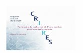 Version technique du 23 décembre 2019 - CRIRES...Rapport annuel 2018-2019 CRIRES – Centre interuniversitaire Version technique du 23 décembre 2019 Rédaction : Sylvie Barma Nathalie