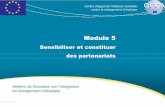 OCT Module5 FR · 2018-04-06 · Module 5 Sensibiliser et constituer des partenariats Ateliers de formation sur l’intégration du changement climatique. ... moyens de subsistance