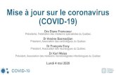 Mise à jour sur le coronavirus (COVID-19)...Docteure Vicky Soulière: Administrateur. La cardiologie au Québec en temps de COVID 19. Webinaires ACQ 1 et 2. Dre Hélène Mayrand.