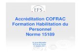 Accréditation COFRAC Formation Habilitation du Personnel … · 2012-09-24 · S’assure de la présence des documents qualité papier indispensables en cas de panne informatique