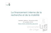 Financement interne 2010 [Mode de compatibilité]UMons 60 Financement comparatif de la recherche - Année 2008 ULg UCL ULB 25/10/2010 –IHA -ARD 0 10 20 30 40 50 ... Sciences humaines