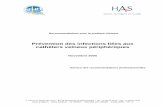 Prévention des infections liées aux cathéters veineux périphériques · PDF file 2008-06-05 · Prévention des infections liées aux cathéters veineux périphériques SFHH -