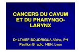 CANCERS DU CAVUM ET DU PHARYNGO-LARYNX · à la glotte, sans fixation du larynx T3 : limitée au larynx avec fixation d’une corde vocale et/ou envahissement post-cricoïdien et/ou