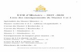 UFR d’Histoire – 2019 -2020lettres.sorbonne-universite.fr/sites/default/files/... · L’évaluation du séminaire (M1 et M2) associe un rapport d’étape sur la préparation