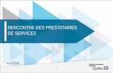 RENCONTRE DES PRESTATAIRES DE SERVICES · 2016-09-09 · Instructions pour la présentation des documents cadastraux relatifs à la mise à jour du Cadastre du Québec, notamment