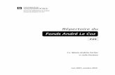 Répertoire du Fonds André Le Cozdu...2019/10/15  · concert, le ballet et l'opéra. Pendant 40 ans, André Le Coz est le photographe de plusieurs organismes artistiques. Il participe