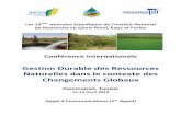 Gestion Durable des Ressources Naturelles dans le contexte des … · 2018-11-27 · 2. Aménagement du basin versant, conservation des sols et pratiques agricoles x modélisation