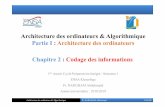 Architecture des ordinateurs & Algorithmique Partie I : Architecture … · 2018-10-31 · base de toute méthode de codage. ... symboles de l’alphabet de base A. Architecture des