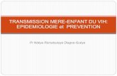 TRANSMISSION MERE-ENFANT DU VIH: EPIDEMIOLOGIE et … · 2019-12-03 · EPIDEMIOLOGIE (2) Données 2013 ( ONUSIDA/OMS) • Femmes enceintes séropositives sous TARV: 62% (prévention