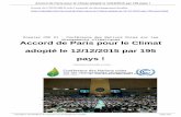 Accord de Paris pour le Climat adopté le …...2015/12/12  · Accord de Paris pour le Climat adopté le 12/12/2015 par 195 pays ! signature reflète l'intention d'un pays à être