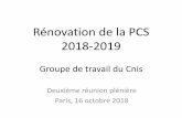 Rénovation de la PCS 2018-2019©sentation-GT-PC… · Rénovation de la PCS 2018-2019 Groupe de travail du Cnis Deuxième réunion plénière Paris, 16 octobre 2018
