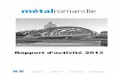 Rapport d’activité 2013 - Metaltec Suisse · 2017-01-27 · développement de notre organisation, pour quelle devienne la véritable tête de pont de lUSM en Romandie. Je me réjouis