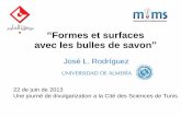 Formes et surfaces avec les bulles de savon...22 de juin de 2013 Une journé de divulgarization a la Cité des Sciences de Tunis Resumé • On décrit quelques unes des surfaces minimales