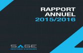 2015/2016 RAPPORT ANNUEL 2015/2016 - Sage Mentorat...Centre de recherche industrielle de Québec (CRIQ) - 27 novembre 2015 - Journée des partenaires Hôtel Plaza Québec - 21 janvier